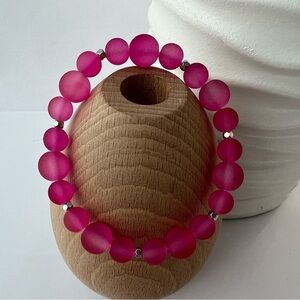 STRETCH Beaded Bracelet Bright Pink 6.25”